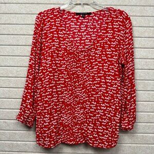 19 Cooper Red V-Neck Long Sleeve Blouse Women’s Size Medium